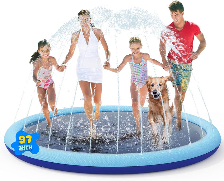 Splash Pad for Kids and Dogs, Non-Slip Sprinkler Pad Thicken Pool Summer Outdoor Water Toys, Backyard Fountain Play Mat for Baby Toddlers Boys Girls Pet(67Inch)