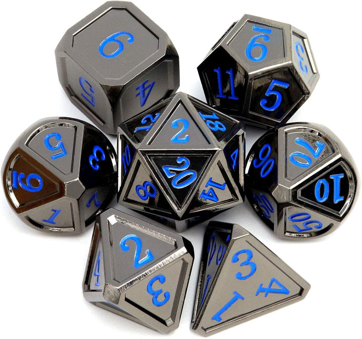 Bloodstained Metal DND Dice Set Blood Polyhedral D&D Dice Compatible with Dungeons and Dragons Gift TTRPG Antique Metal Halloween Dice