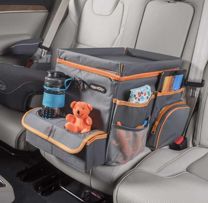 Large Carhop Car Seat Organizer for the Front or Back Seat for Kids and Adults with Cup Holder Tray, Side Pockets and Cooler Compartment