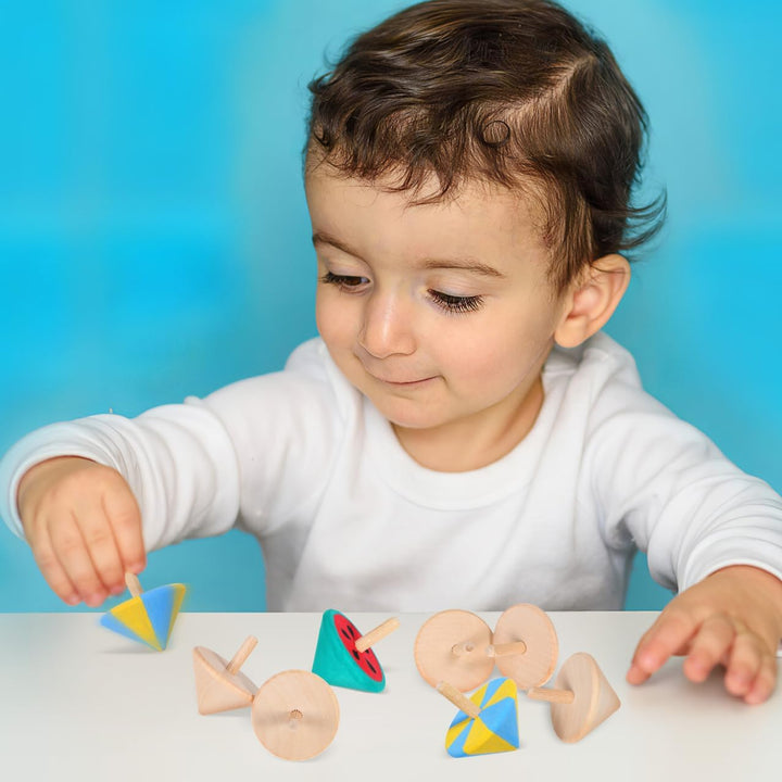 Wooden Spinning Top Unfinished Wood Tops Craft Gyroscopes for DIY Kids Children Toy Party Favor New Year 12Pcs