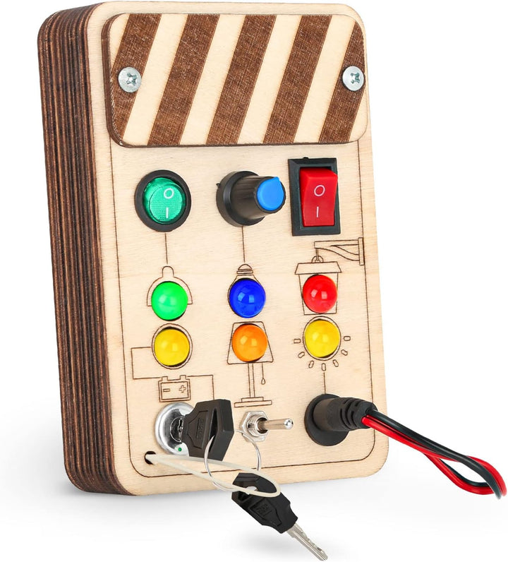 Montessori Toddler Busy Board, 19 Led Wooden Sensory Board Educational Toy, Montessori Toys for 1-6 Year Old, Travel Toys Gifts for Toddlers Boys and Girls