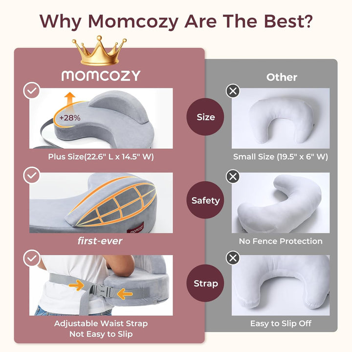 Exclusive Memory Foam Nursing Pillow - Pioneering Safety Fence-Plus Size Breastfeeding Pillow for Ergonomic Comfort & Support-Easier and Healthier Nursing - Fit for All, Removable Cover
