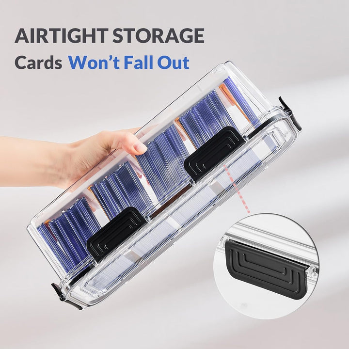 Toploader Storage Box, Trading Card Storage Box with 5 Dividers, Hard Plastic TCG Card Storage Box for Top Loaders, Large for 165 Toploaders 650 Cards (2 Pack)