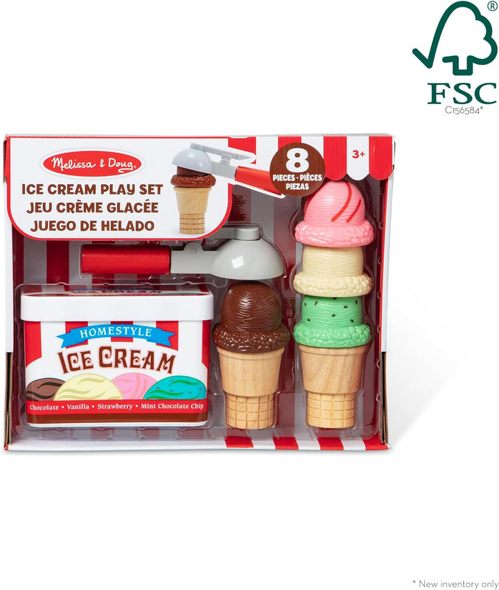 Scoop and Stack Ice Cream Cone Magnetic Pretend Play Set, Multicolor - FSC Certified