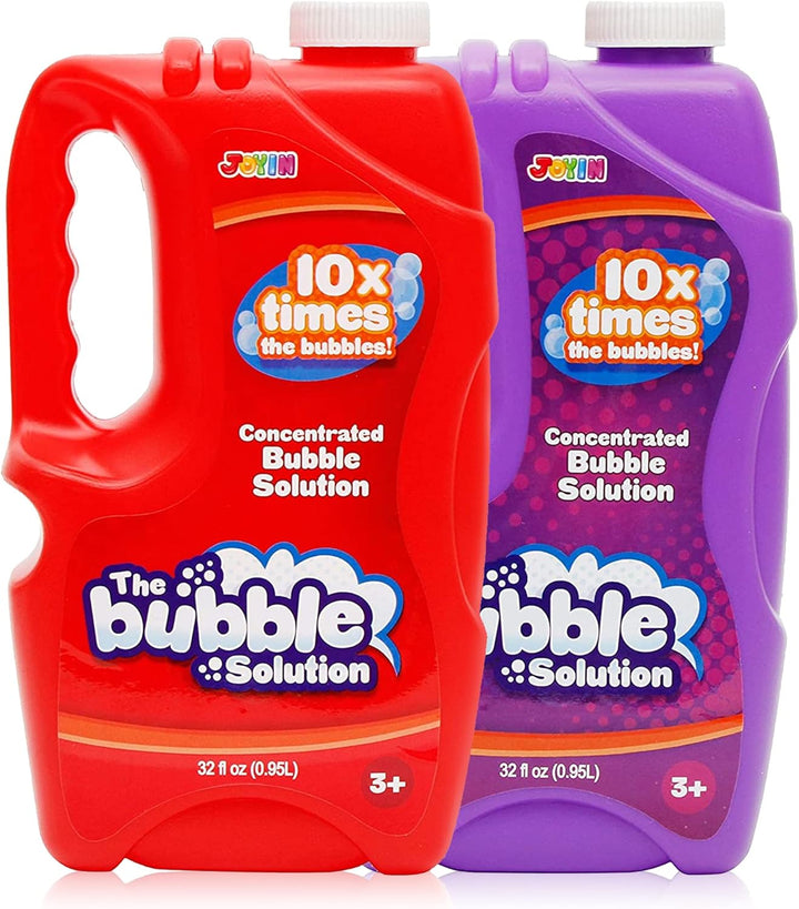 2 Bottles Bubbles Refill Solutions 64 Oz (Up to 5 Gallon), Concentrated Solution for Bubble Machine, Gun, Wand Refill Fluid Summer, Easter Toys(Orange+Blue)