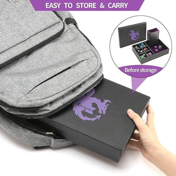 Magnetic Folding Dice Tray Rectangle Dice Rolling Tray PU Leather Dice Trays Foldable Dice Holder Dice Rolling Mat Storage Box for D&D RPG Dice Games, Violet