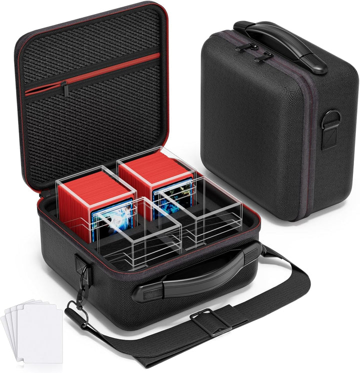 Card Deck Box with Portable Case, 6 Pack Clear Commander Deck Box with 6 Dividers, Holds 600+ Double Sleeved Cards, Fit for MTG, Yugioh, TCG