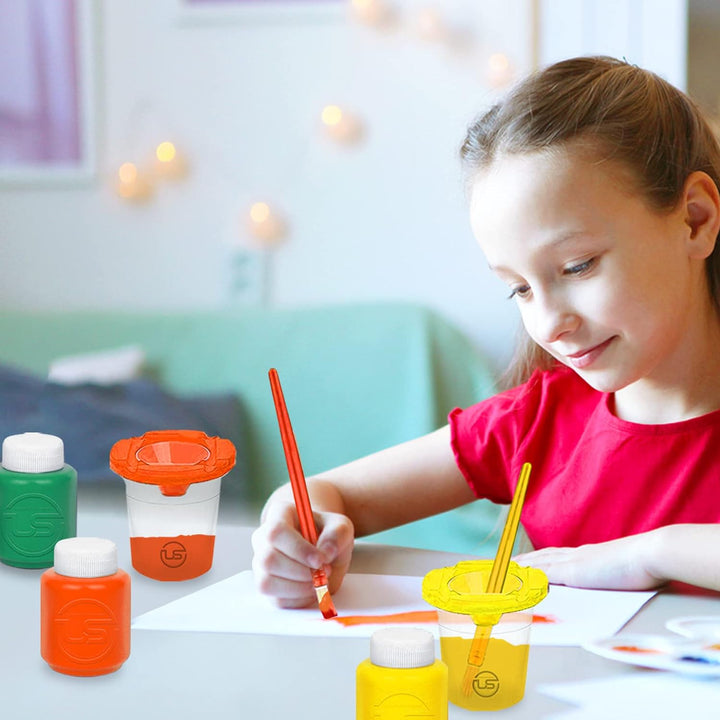 Kids Painting Set, Washable Paint for Kids with Paint Cups, Toddler Paintbrushes, Non Toxic Washable Finger Paints 2 Ounce Each, Toddler Painting Supplies