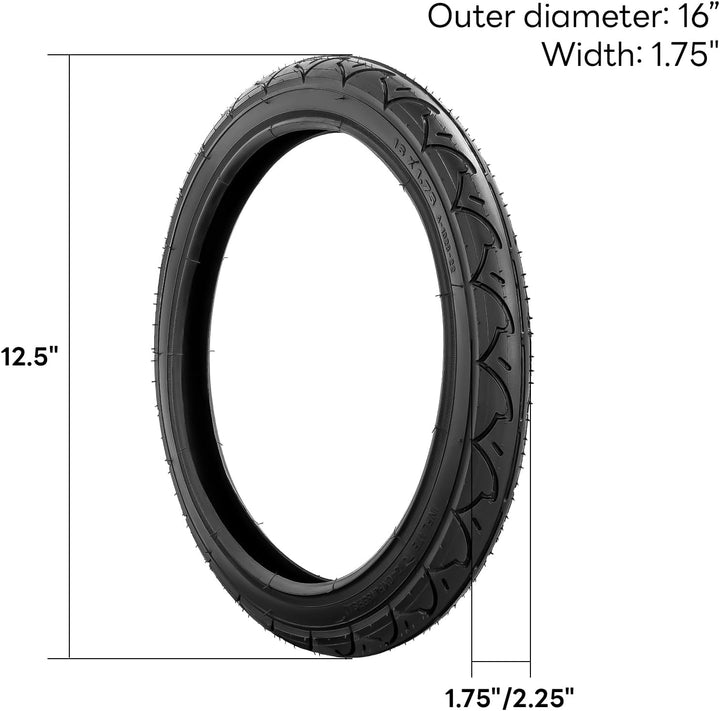 Rear 16×1.75 Tire and Inner Tube, 16X1.75/47-305 Stroller Back Wheel Tire Fit for BOB 3-Wheeler Gear Jogging Troller Models Including Revolution Se/Pro/Flex/Su/Ironman(1Set)