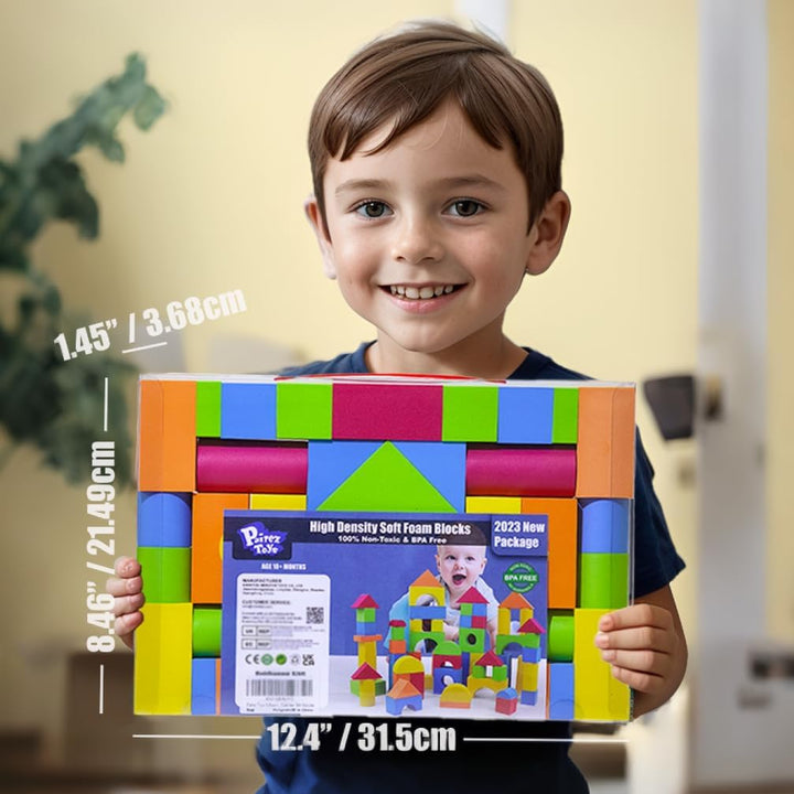 Foam Building Blocks for Toddlers 2-4, 41 Pieces EVA Soft Stacking Blocks, Baby Bath Foam Toy Set, Early Learning Construction Toys & Gifts for Kids, Boys & Girls 18+ Months