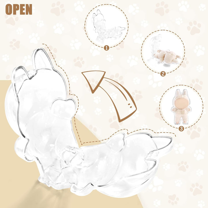 Protective Case for LABUBU, High Clear Case Cover for Labubu Doll, Acrylic Display Box with Keychains (Doll Not Include)