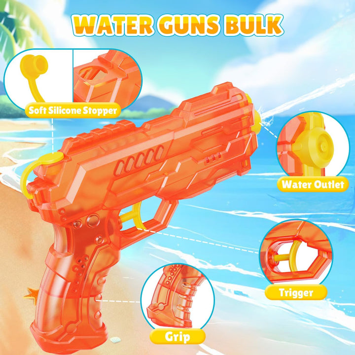 Water Gun for Kids - Leakproof Squirt Gun Adults Summer Super Water Blaster Soaker Small Water Guns Toys for Boys Girls Toddler, 2 Pack Watergun for Pool Beach Outdoor Fighting Toy（Blue Orange
