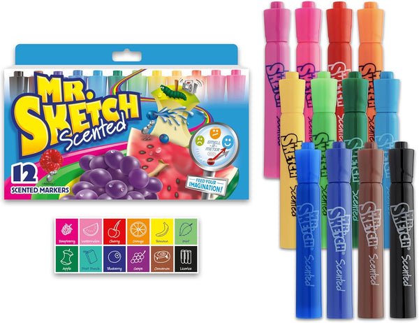 Scented Markers, Chisel Tip, Assorted Colors, 12 Count