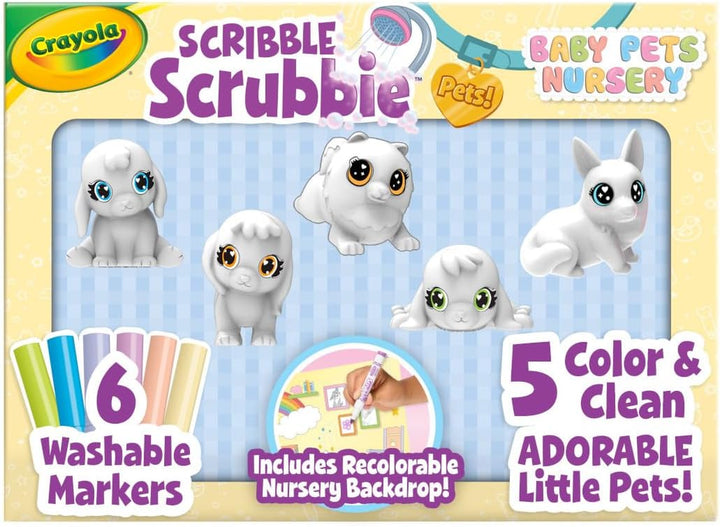 Scribble Scrubbies Tub Set (4 Pets), Washable Pet Care Toy, Coloring Animal Craft, Toys for Girls & Boys, Gifts for Kids, Ages 3+