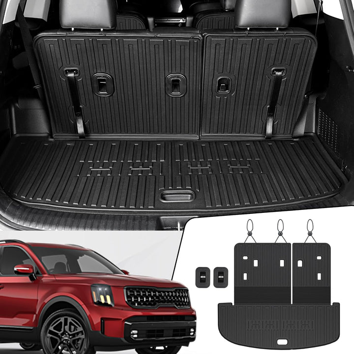 Kick Mats Backrest Mats for 2020-2024 2025 Kia Telluride 7 Passenger Captain Chairs Car Mats Accessories, All Weather TPE Interior Protector(2Nd Row Kick Mats)