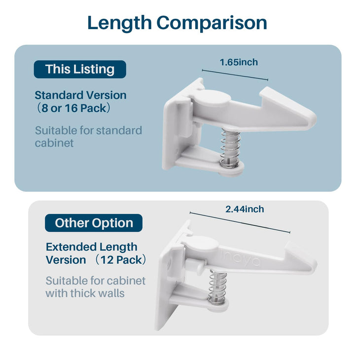Cabinet Locks Baby Proofing - Child Proof Drawer Locks - Child Safety Cabinet Latches with 3M Adhesive Easy Installation - No Drilling or Extra Screws (8 Pack)
