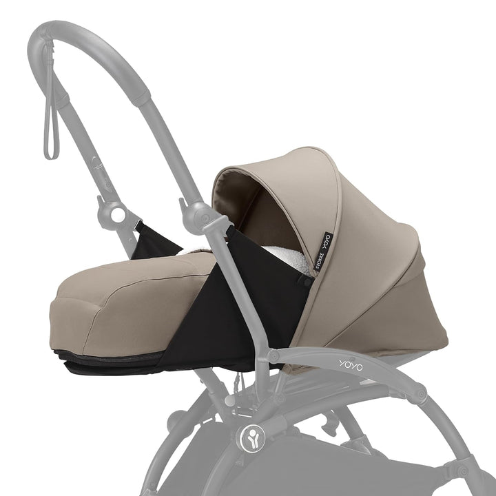 YOYO 0+ Newborn Pack, Taupe - Includes Mattress, Extendable Canopy & Five-Point Harness - Requires YOYO3 Frame (Sold Separately)