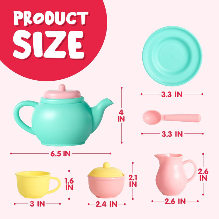 18PCS Pretend Role Play Tea Party Set Play Food Accessories BPA Free, Phthalates Free, Plastic Tea Set, Mini Kitchen for Kids, Gifts for Toddler Boys Girls Ages 3 4 5 6 Years Old