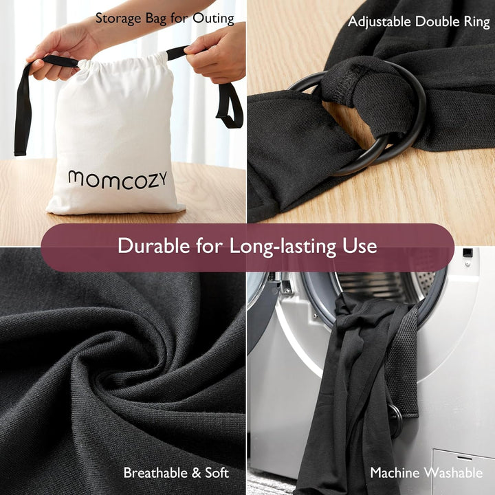 Baby Wrap Carrier, Easy to Wear Infant Carrier Slings, Lightweight Hands Free Baby Sling, Adjustable Baby Carriers for Newborn to Toddler 8-35 Lbs, Black