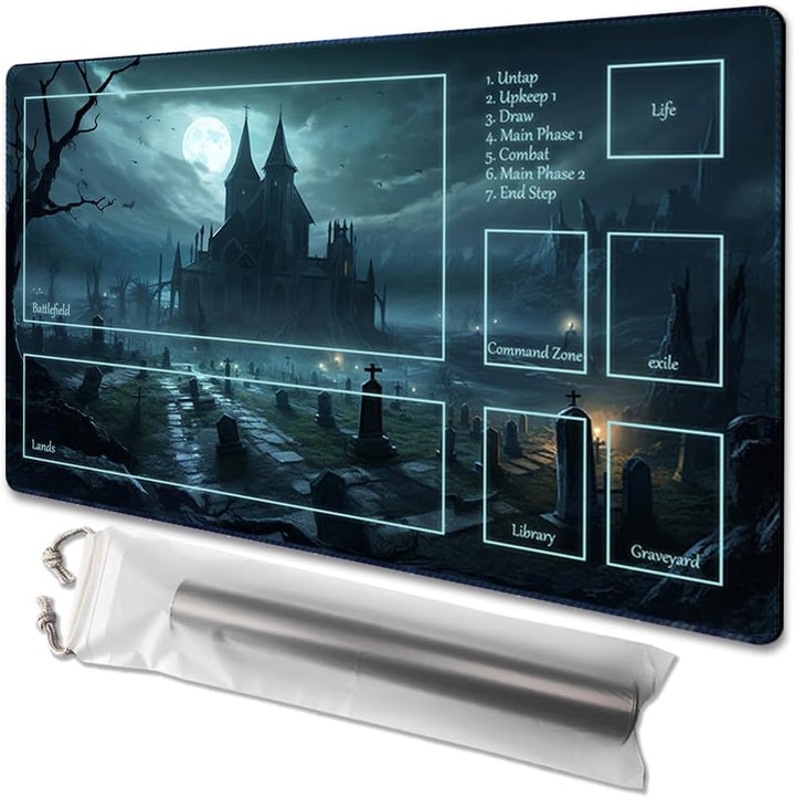 MTG Playmat Size 24X14In Free Storage Bags Non-Slip Backing, Ideal for Card Game Enthusiasts TCG Playmat (Shadow Dragon-No Deck)