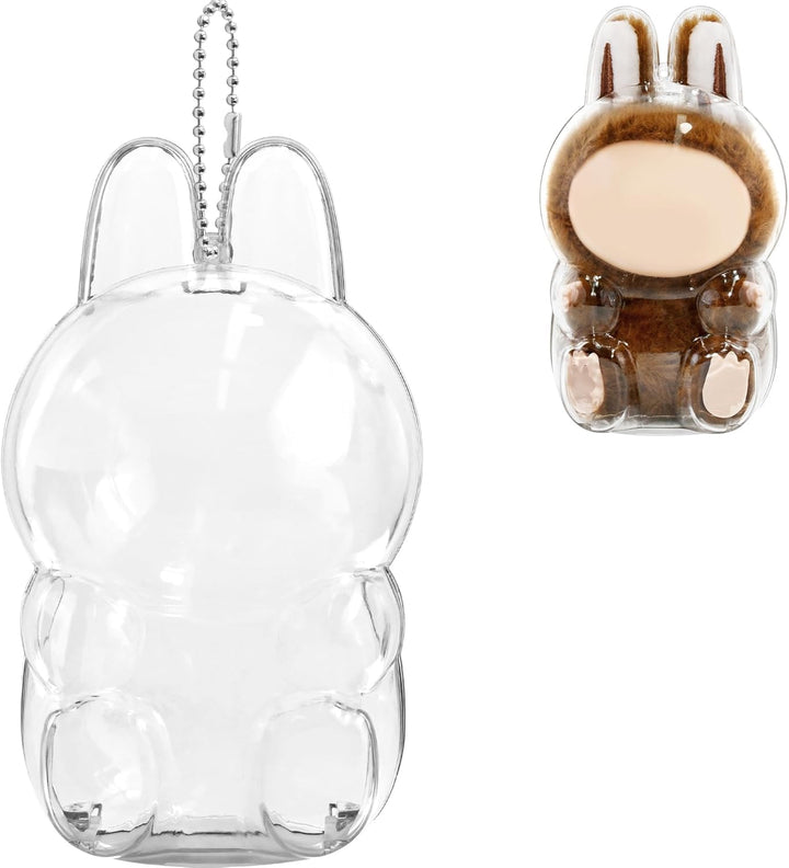 Protective Case for LABUBU, High Clear Case Cover for Labubu Have a Seat, Acrylic Display Box with Keychains (Doll Not Include)