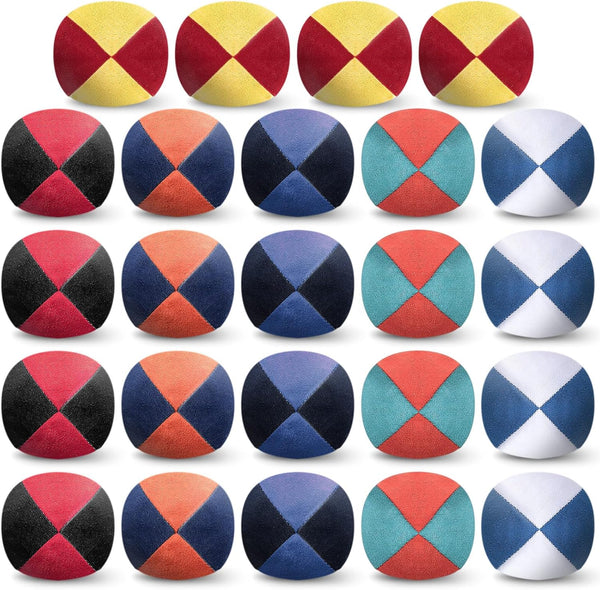 24 Pcs 2.56 Inch Footbag Bulk Small Hacky Ball Multicolored Foot Sack Indoor Outdoor Toy for Kids Adults Teens Beginners Funny Gifts Juggling Playing Games Party Favors, 6 Styles