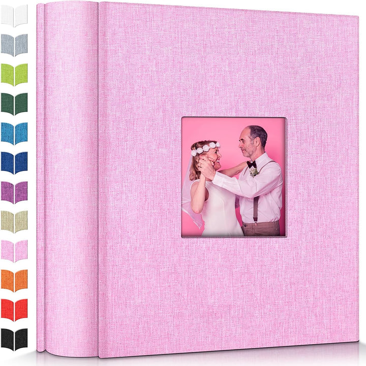 Photo Album 4X6 with 300 Pockets,Slip-In Picture Albums,Linen Cover Memory Book with Front Window,White Page Vertical Photo Book for Wedding,Family,Anniversare,Baby,Vacation