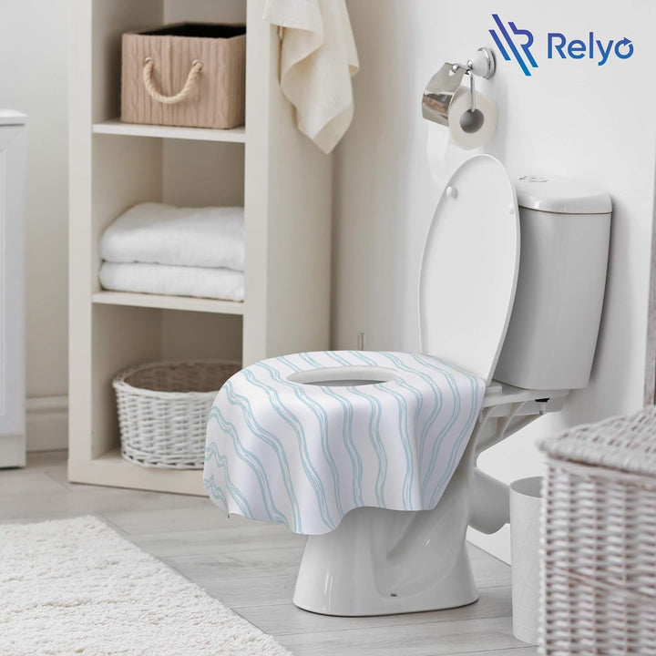 Toilet Seat Covers Disposable - 20 Pack - Waterproof, Ideal for Kids and Adults – Extra Large, Individually Wrapped for Travel, Toddlers Potty Training in Public Restrooms (Waves, 20)