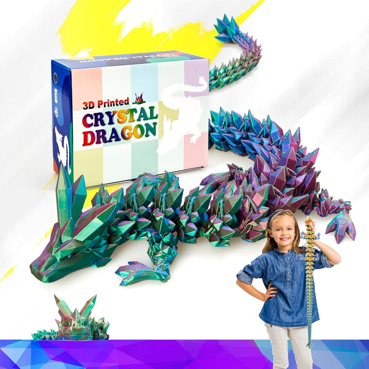 24 Inch Large Glow in the Dark 3D Printed Crystal Dragon Toy,Dragon Figurine Large Toy for Kids(Luminous Rainbow)