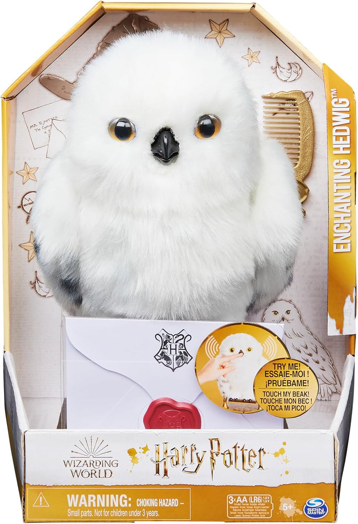 Harry Potter, Enchanting Hedwig Interactive Owl with over 15 Sounds and Movements and Hogwarts Envelope, Kids Toys for Ages 5 and Up