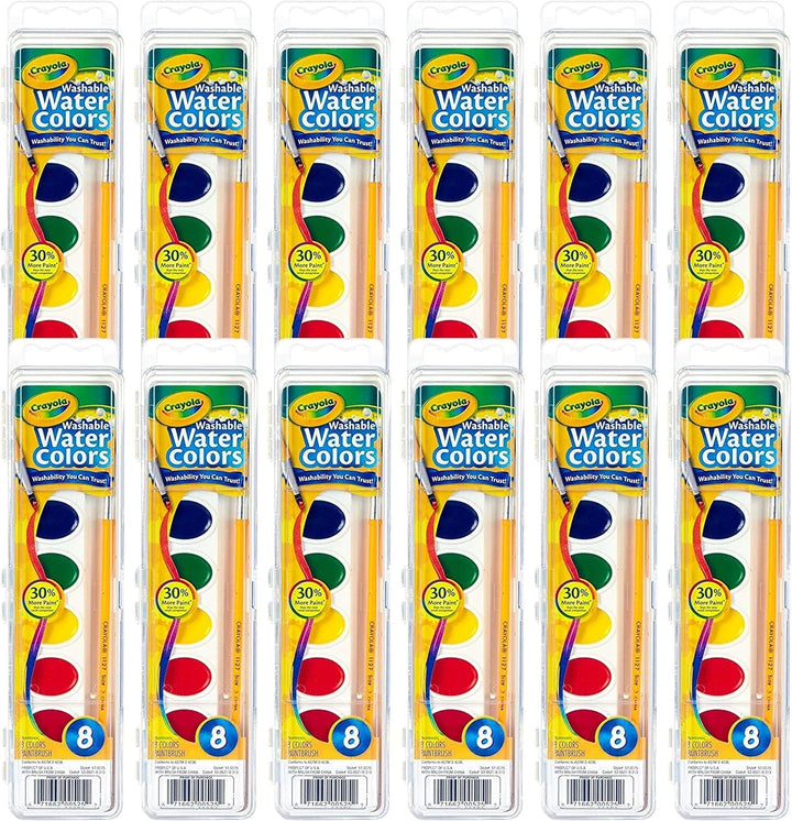 Washable Watercolor Paint Sets for Kids (12Ct), Bulk Classroom Art Supplies for Preschool & Kindergarten, Classroom Learning Activities for Toddlers