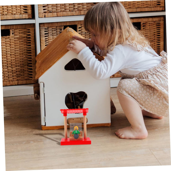 1Set Railway Station Platform for Educational Building with Mini Station Model Wooden Accessory for Train Track Expansion for Creative Play