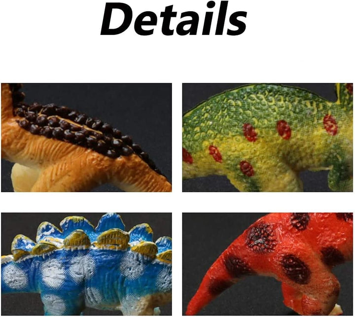 Plastic Assorted Mini Dinosaur Figures, Little Dinosaur Figurine, Small Dino Toy 1.5 Inch - 3 Inch, Great for Dino Cake Topper, Easter Eggs Filler, Pack of 12
