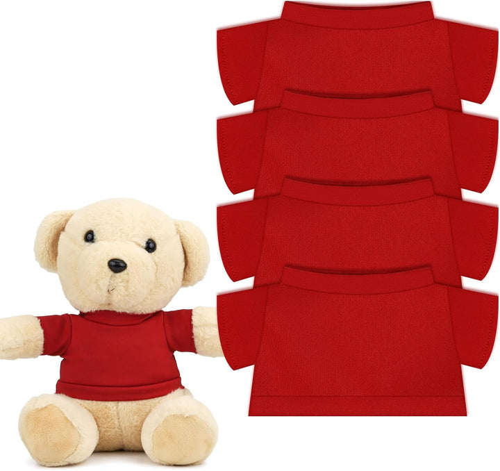 4 PCS Stuffed Bear Basic T Shirt Clothes for 10-12Inch, T Shirt Classic Crew Neck Bear, Cute Tiny Clothes DIY Bear Toy (For 10-12 Inch,White)