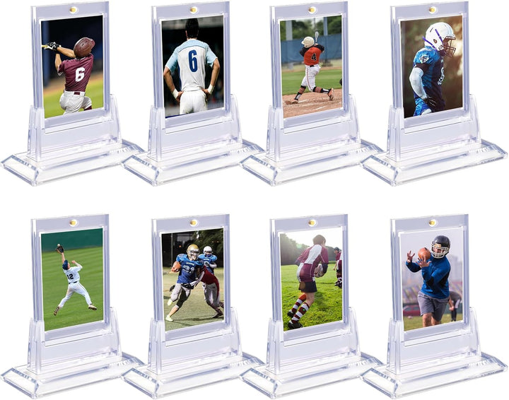 4PCS Magnetic Card Holders for Trading Cards, Card Protector Holders with Acrylic Stands Bases, Baseball Card Holders Fit for MTG, Game Cards, Sports Cards, Football Cards, Baseball Cards (4PCS)