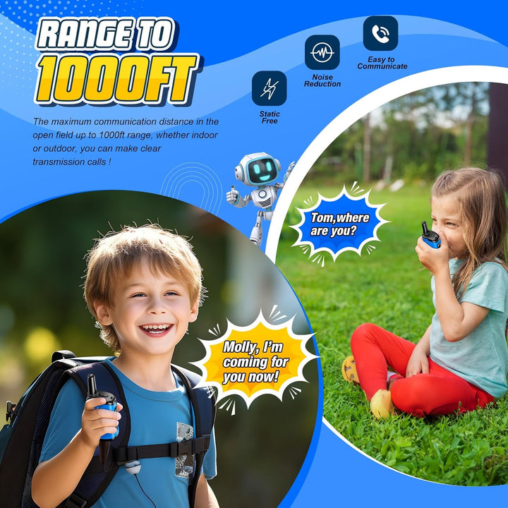 Kids Walkie Talkies Toys for Boys:  Mini Robots Walkies Talkies 2 Pack Birthday Gifts for 3 4 5 6 7 8 Year Old Boys Toys Age 4 5 6 7 8 Camping Outdoor Games