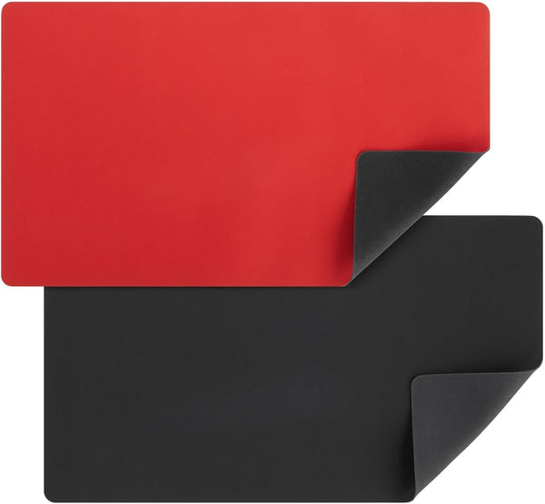 Card Playmat for Trading Card Games - 24 X 14 In, 2-Pack (Black & Red) - Roll-Up Mat with Smooth Surface for MTG & Board Games