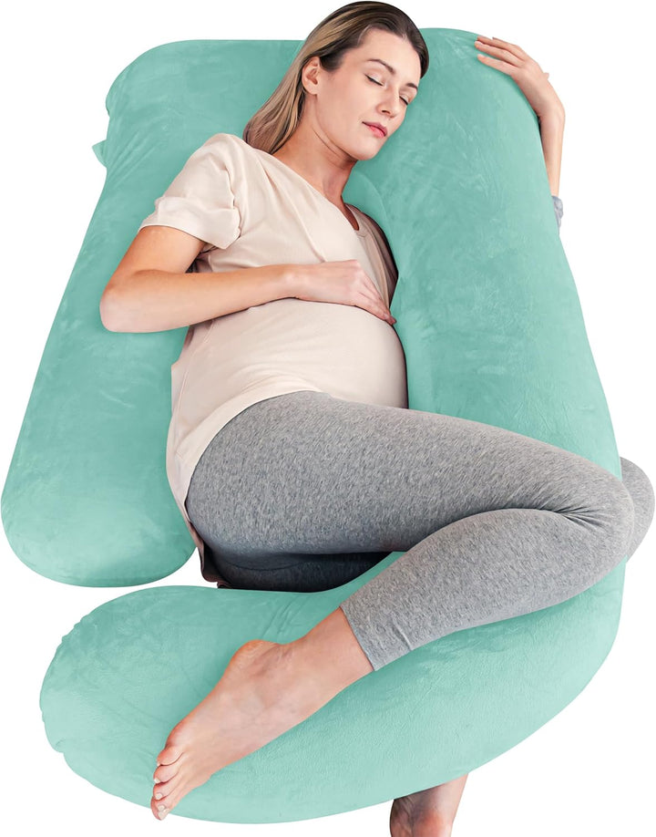 Pregnancy Pillows, Soft U-Shape Maternity Pillow with Removable Cover - Full Body Pillows for Adults Sleeping - Pregnancy Must Haves - Jumbo 57 Inch - Grey