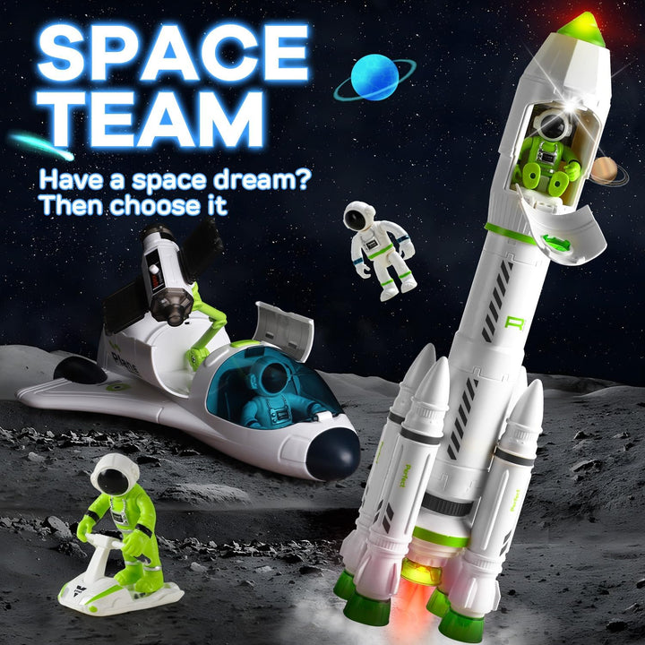 Space Toy Rocket Toys for Kid Shuttle with Astronaut Spaceship Planet Stem with Christmas Spaces Station for Boy 3 4 5 6 7 8, Gift for Age 3+
