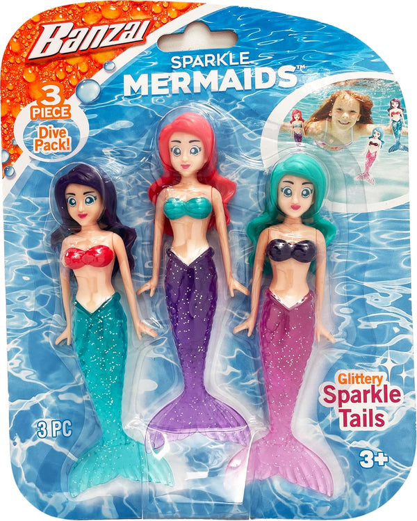 3 Piece Sparkle Mermaid Dive Toys - Glittery Sparkle Tails