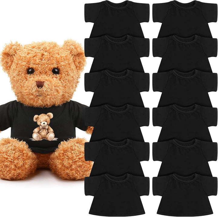 12 PCS Stuffed Bear Clothes Shirt Stuffed Animal Clothes Plush Doll Tshirts Classic Plush Bear Shirts Fit 8-12 Inches Stuffed Bear Dolls