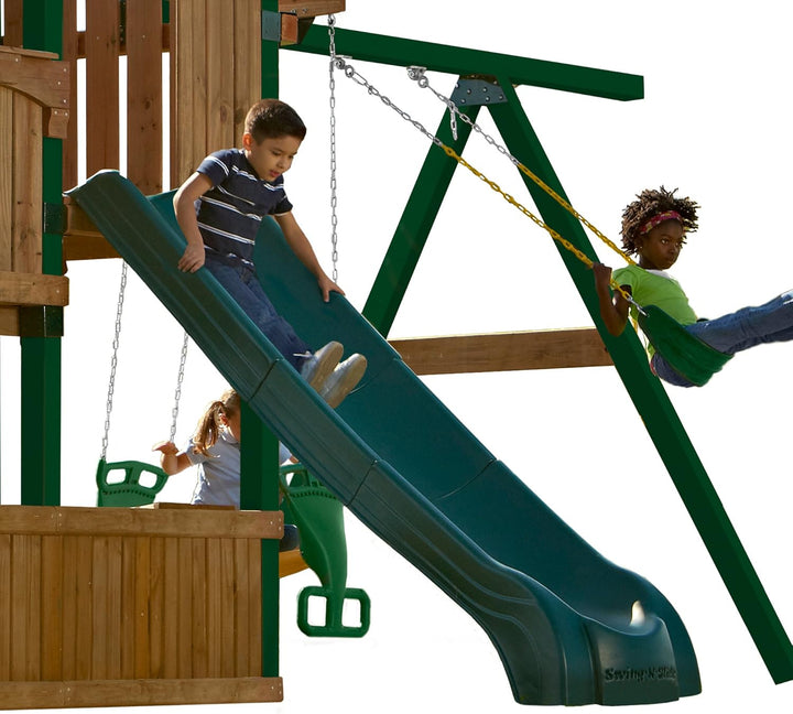 NE 4699-T Super Summit Slide 3 Piece Plastic Scoop Slide for 5' Swing Set Deck Heights, Green