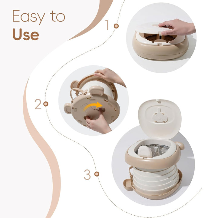 Travel Potty Seat for Toddler，Foldable Car Potty for Toddler, Portable Toilet Seat for Kids with Potty Liners, Absorbent Pads, Portable Potty Seat for Toddler Travel, Camping and Outdoor Use