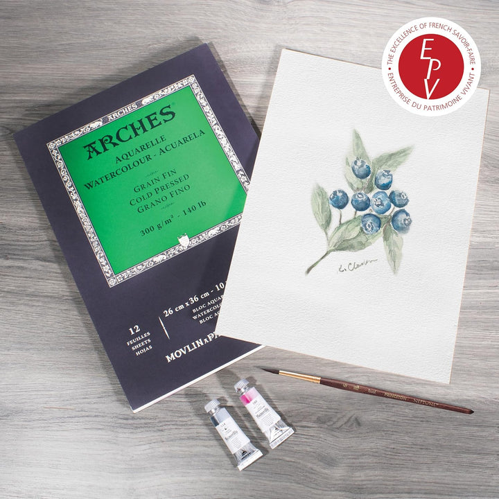 Watercolor Pad, Cold Press, 9X12 Inches, 12 Sheets - Professional Art Paper for Watercolor Gouache Ink Acrylic