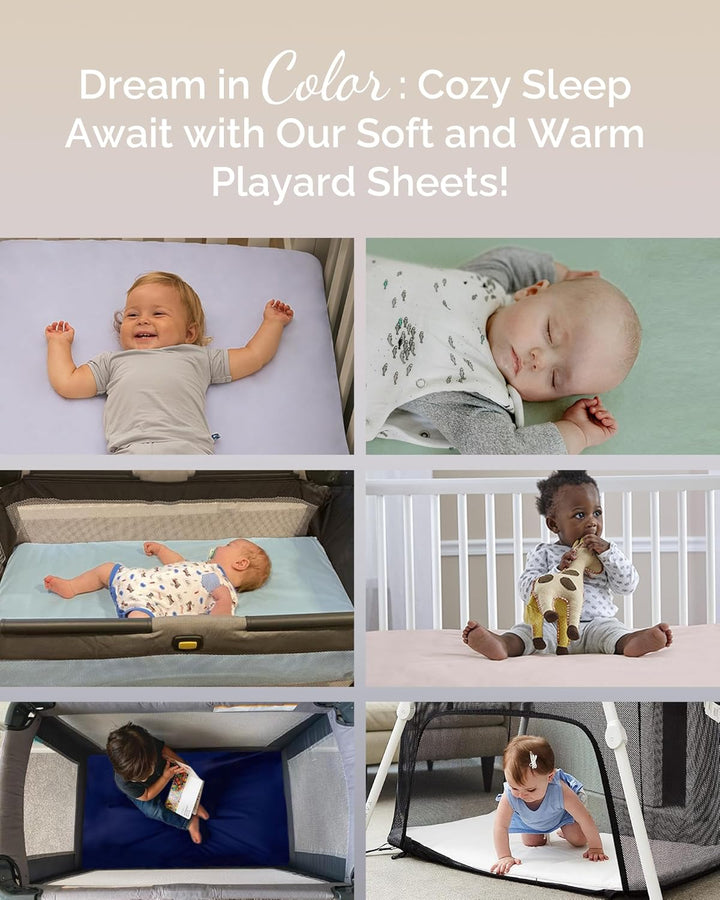 Graco Pack and Play Sheets Fitted – Compatible with Graco Pack N Play Playard Crib & Other 27 X 39 Inch Playpen Mattress, Buttery Soft Jersey Playard Sheets, Blue Sage Cloud 3 Pack
