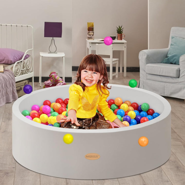 Baby Ball Pit 35.4" Soft round Memory Foam Ball Pits NOT Included Balls Indoor Outdoor Playpen for Babies Toddlers Kids Great Gift for Girls Boys, White