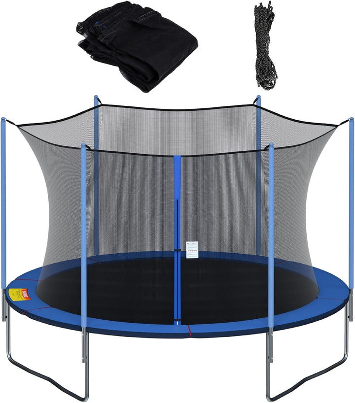 Trampoline Replacement Safety Net for 6 Straight Poles round Frame Trampolines, Breathable and Weather-Resistant, with Adjustable Straps, Zippers, Protection Buckles(Net Only)