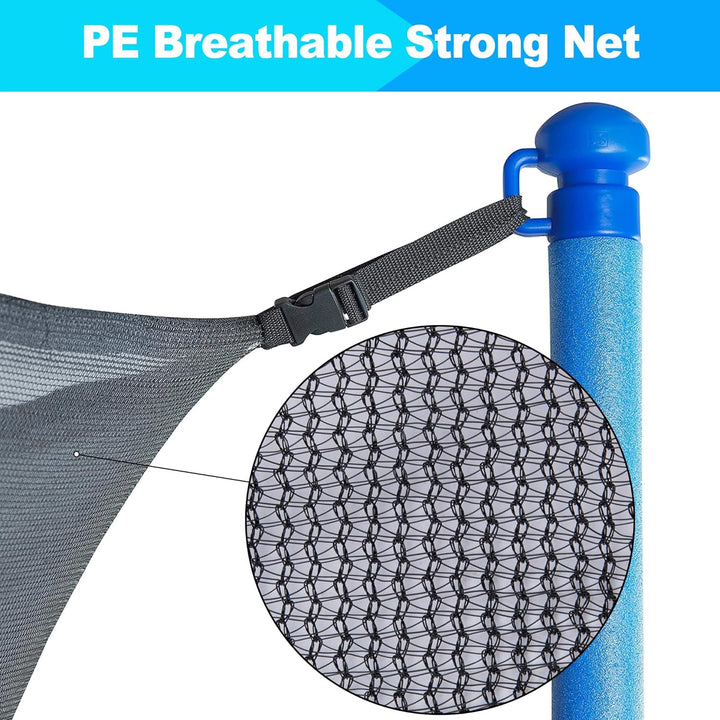 Trampoline Netting Replacement for 6 Straight Poles 12Ft 13Ft 14Ft 15Ft round Frame Trampolines, Safety Enclosure Net Breathable Weather & UV Resistant with Adjustable Straps, NET ONLY