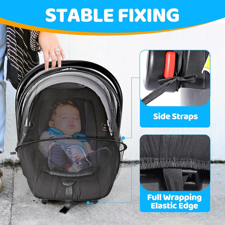 Mosquito Net for Baby Car Seats, Universal & Breathable Infant Car Seat Insect Mesh Net, Encrypted Bug Net for Car Seat Protection, Suitable Summer Night Walking, Baby Camping & Travel, Black