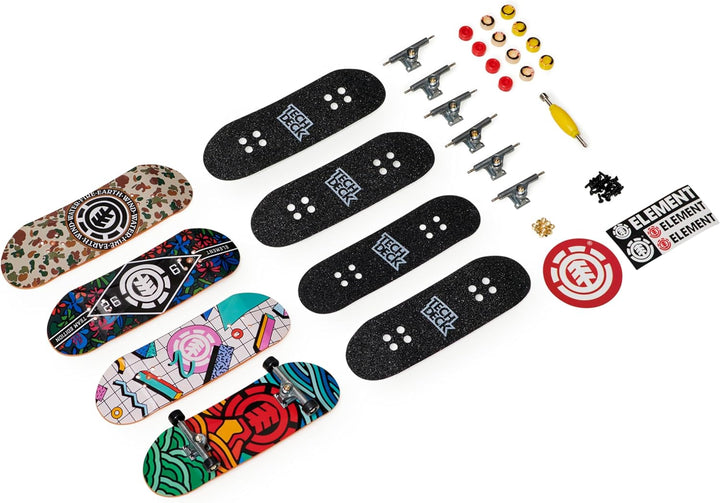 , Ultra DLX Fingerboard 4-Pack, Element Skateboards, Collectible and Customizable Mini Skateboards, Kids Toy for Ages 6 and Up